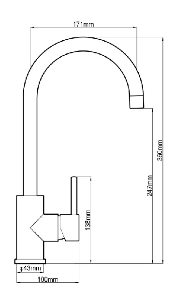 PIN LEVER G/NECK SINK MIXER CP